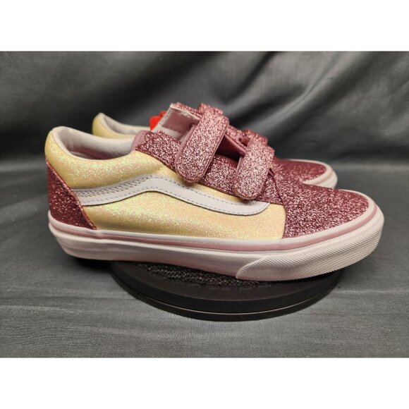 Vans Girls Old Skool V Sneakers Glitter Two-Tone Hook And Loop Size 3 NEW IN BOX - Picture 9 of 11